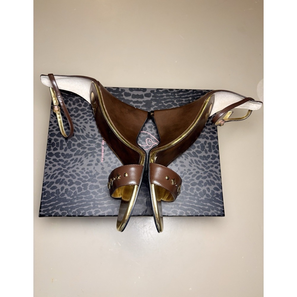 Y2K Vintage Baby Phat Gold Studded Cat Logo Platform Heel Wedge - Picture 4 of 6